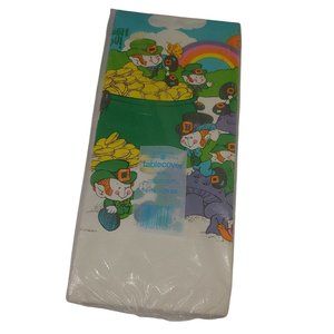 Vintage American Greetings St Patricks Day Tablecloth Paper Shamrock Leprechaun